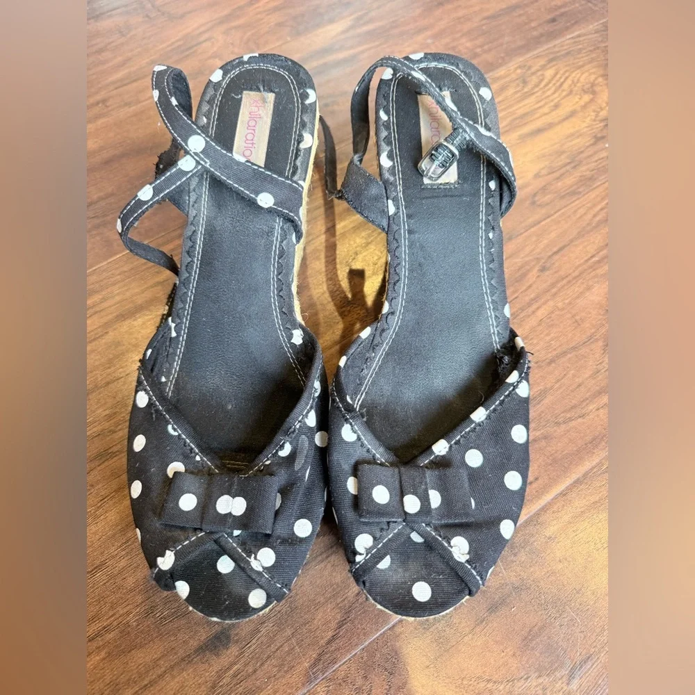 Xhilaration Black Sandals with White Dots